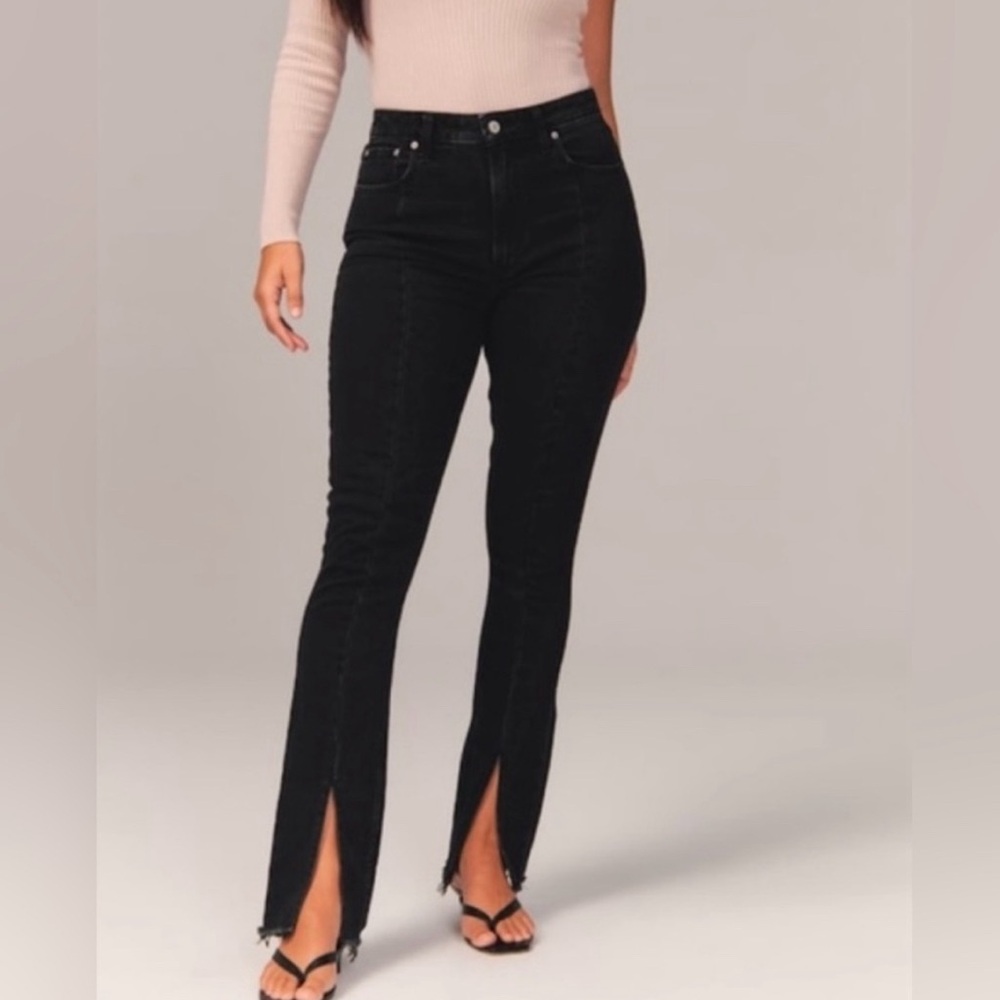 A&F High Rise Split Hem Jeans
